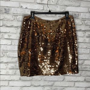 Boston Proper Gold Sequin Skirt